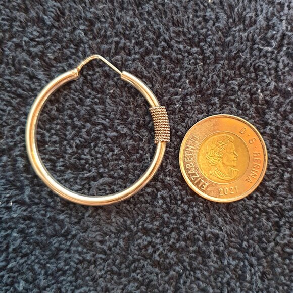 1.8’’ Elegant Vintage Hand Crafted 925 Sterling Silver Large Hoop Earrings - Picture 6 of 11
